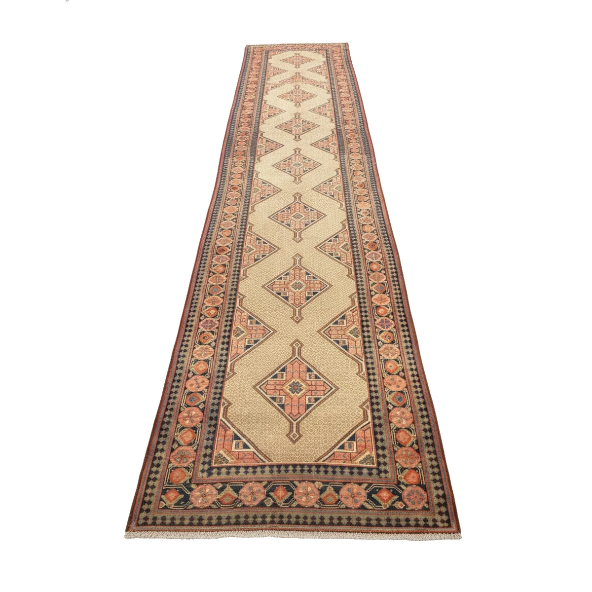 A very pretty antique Persian Serab runner. Size is 3'10x15'9. — top view