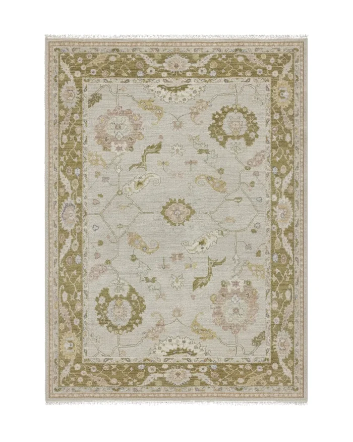 Beautiful room size Angora wool Oushak from Turkey. 9'4x11'6
