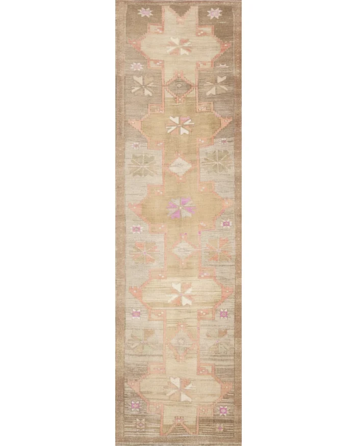Vintage handknotted wool Turkish runner. 3'5x12'7